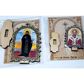 Set of 17 smaller wooden icons with stand 9.5x6.1cm-1