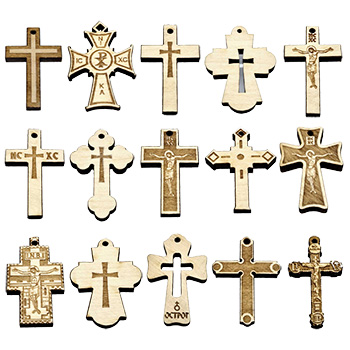 Engraved wooden crosses (pack of 15 pcs)