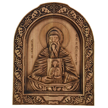 Icon of Saint Alimpije woodcut 26x32cm