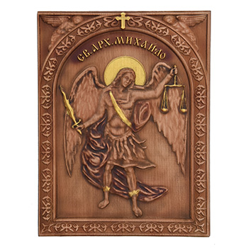 Icon Saint Archangel Michael woodcut 26x32cm