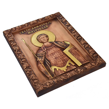 Icon Saint Demetrius woodcut 26x32cm-1