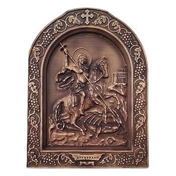 Icon Saint George woodcut 26x32cm