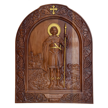 Icon Saint George - Djurdjic woodcut 26x32cm
