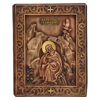 Икона Свети Илија дуборез 26x32цм