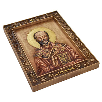 Icon Saint Nicholas woodcut 26x32cm-1