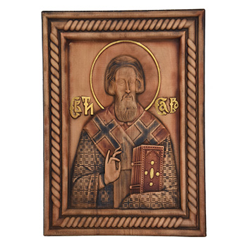 Icon Saint Sava woodcut 26x32cm