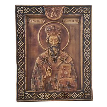 Ikona Sveti Vasilije Ostroški duborez 26x32cm