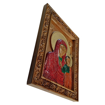 Ikona Bogorodica - ručno oslikan duborez u drvetu 20x30cm-1