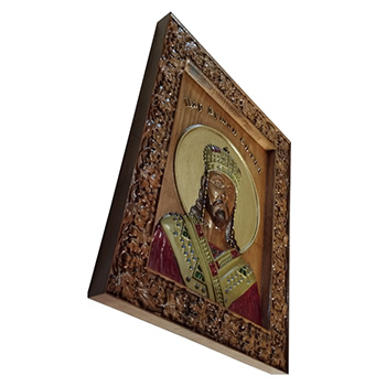 Икона Цар Душан Силни - ручно осликан дуборез у дрвету 30x40цм-1