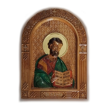 Icon of Saint Mark - hand-painted wood carving 30x40cm-3