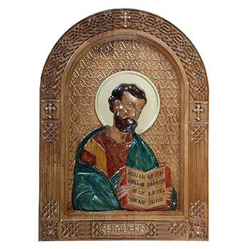 Icon of Saint Mark - hand-painted wood carving 30x40cm