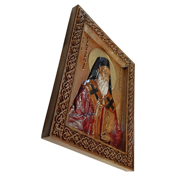 Icon of Saint Nectarius - hand-painted wood carving 30x40cm-1