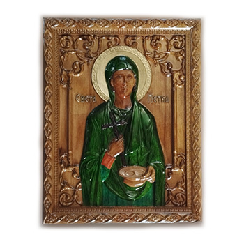 Икона Света Петка - ручно осликан дуборез у дрвету 30x40цм-3