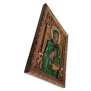 Икона Света Петка - ручно осликан дуборез у дрвету 30x40цм-1