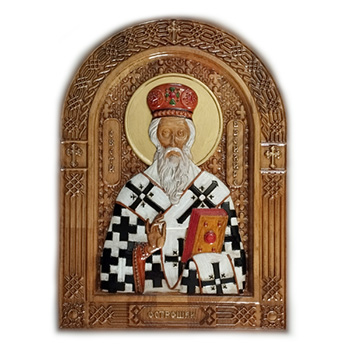 Icon of St. Vasilije of Ostrog - hand-painted wood carving 30x40cm-3