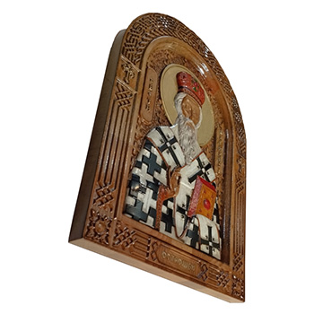Icon of St. Vasilije of Ostrog - hand-painted wood carving 30x40cm-1