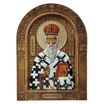 Icon of St. Vasilije of Ostrog - hand-painted wood carving 30x40cm