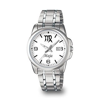 Personalized womens wristwatch (horoscope sign and name) white Casio LTP-1314D-4