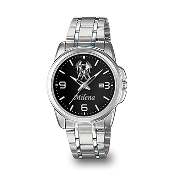 Personalizovani ženski ručni sat (horoskopski znak i ime) crni Casio LTP-1314D-2