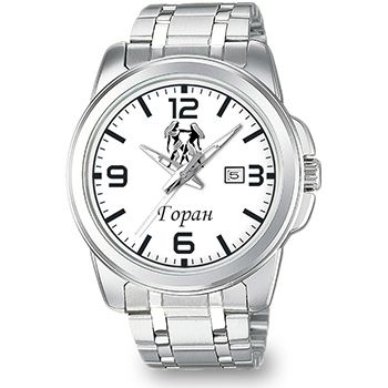 Personalized mens wristwatch (horoscope sign and name) white Casio MTP-1314D-3