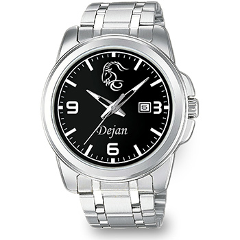 Personalizovani muški ručni sat (horoskopski znak i ime) crni Casio MTP-1314D