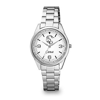 Персонализовани женски ручни сат (хороскопски знак и име) бели Q&Q QЦ07