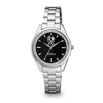 Персонализовани женски ручни сат (хороскопски знак и име) црни Q&Q QЦ07-3