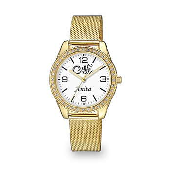 Personalized womens wristwatch (horoscope sign and name) white Q&Q QZ59-gold-6