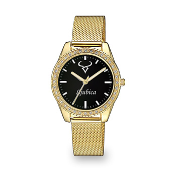 Personalized womens wristwatch (horoscope sign and name) black Q&Q QZ59-gold-2