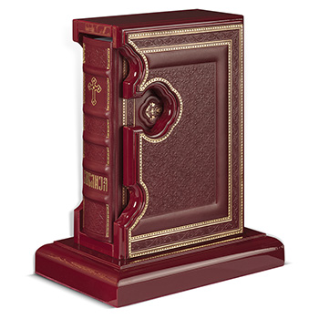 Leather binded Bible with cross with stand - red