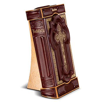 Leather binded Bible with stand Antique - brown-1