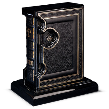 Leather binded Bible with cross with stand - black