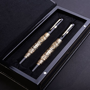 Ball pen and fountain pen set Serbia (gold plated)-2