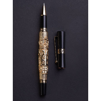 Ball pen and fountain pen set Serbia (gold plated)-4