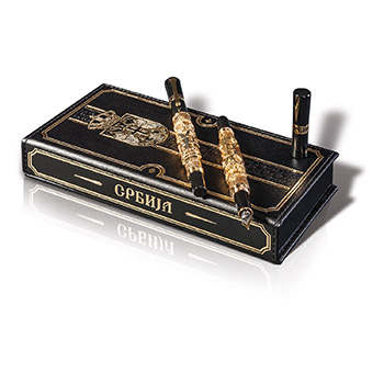 Ball pen and fountain pen set Serbia (gold plated)