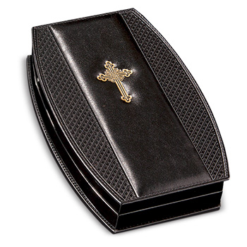 Gold plated pectoral cross in black leather LUX box-3