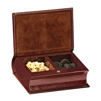 Leather box for incense and briquette - brown-1