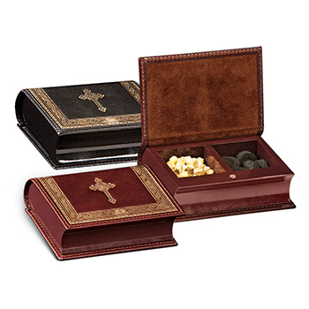 Leather box for incense and briquette - black-1