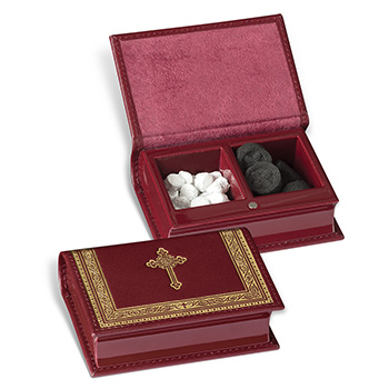 Leather box for incense and briquette - red-2