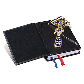 Leather binded Breviary with hand cross - black-1