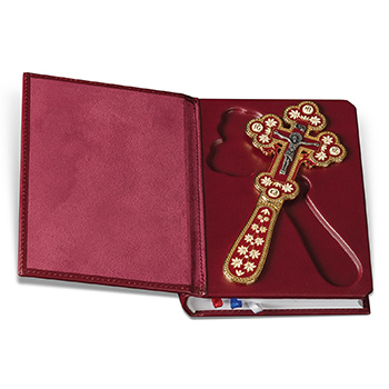 Leather binded Breviary with hand cross - red-1