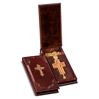 Leather box for pectoral cross - brown-1
