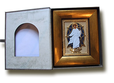 Gilded icon of Jesus Christ in a box, model 2