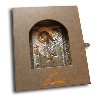 Gilded icon of St. John in a box-1