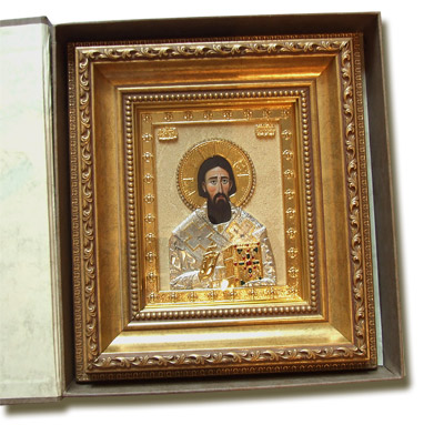 Gilded icon of St. Sava in a box - model 2