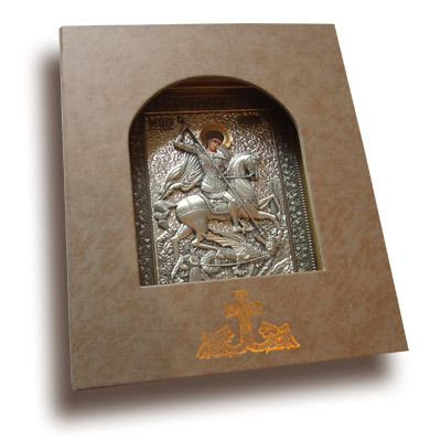 Gilded icon of St. George in a box-1