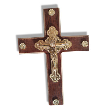 Gilded crusifix on wooden cross