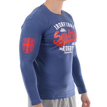 Blue shirt with long sleeves Rugby Serbia-3