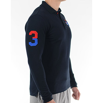 Navy blue polo shirt with long sleeves Rugby Serbia-1