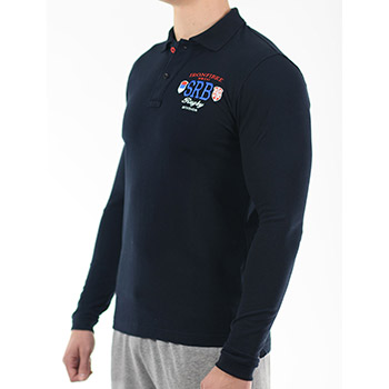 Navy blue polo shirt with long sleeves Rugby Serbia-3